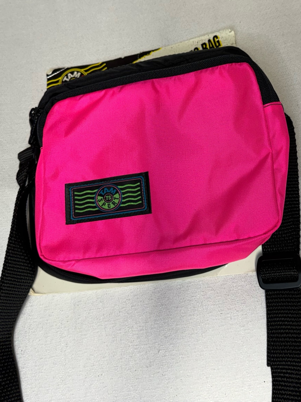 Vintage 90’sVibrant Pink photo video bag Bag with Black Strap